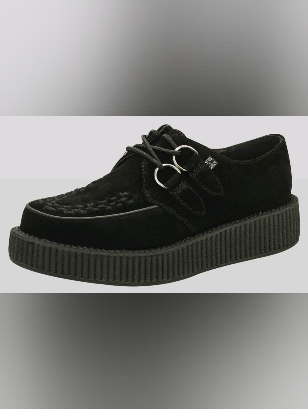 T.U.K. A7270 Black Suede Low Sole Creeper Shoes Mens Size 12 Womens 14 Goth Punk